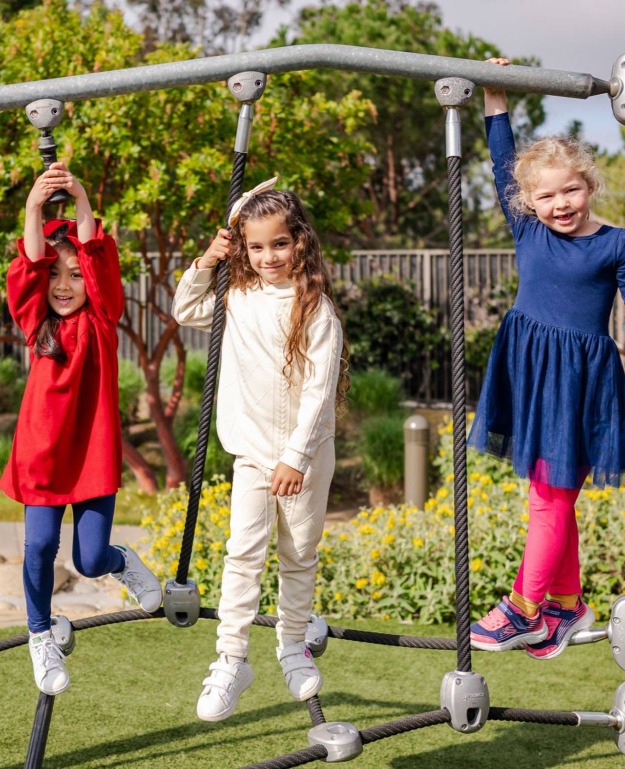 Students on playground equipment