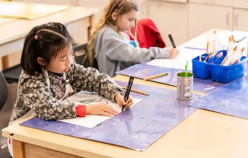 Lower school art class