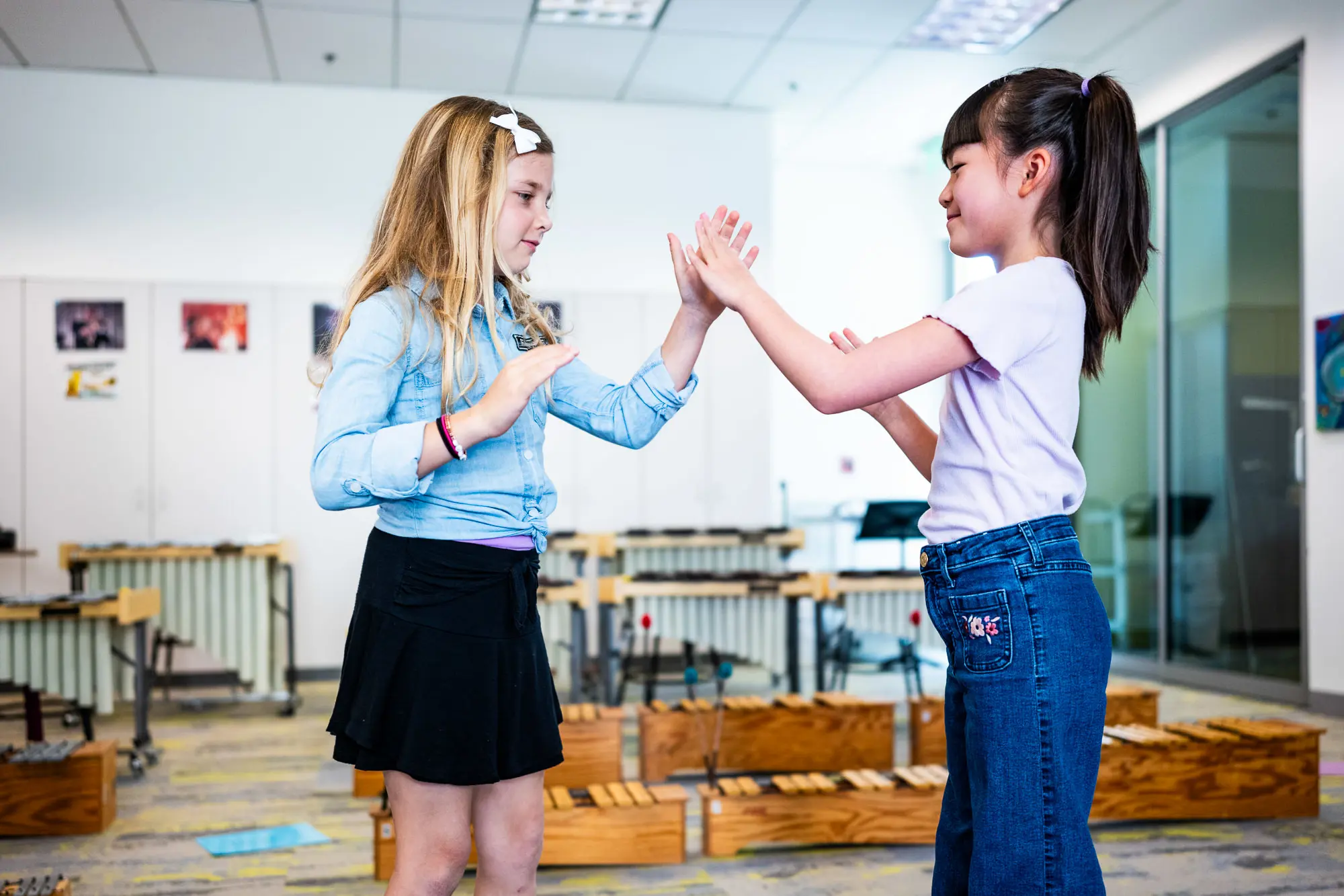 Students playing clapping game