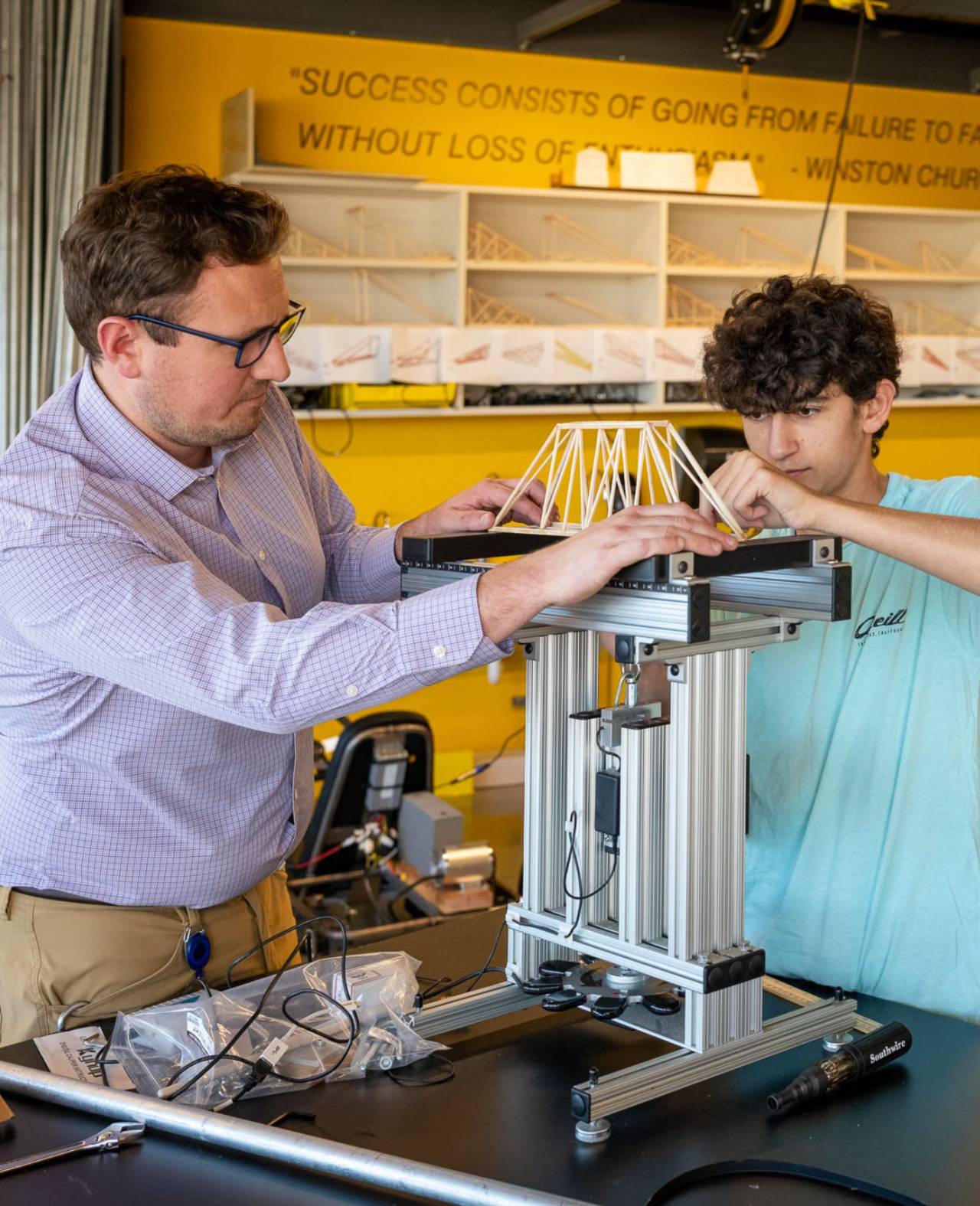 Student and teacher in lab