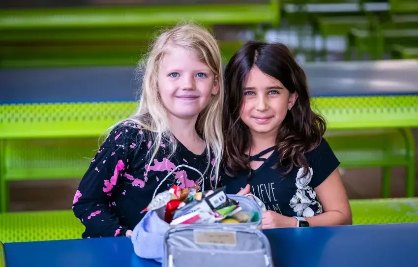 lower school pupils having lunch