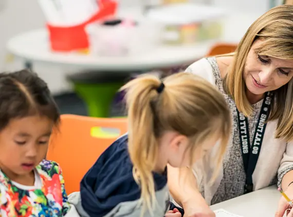 Lower school student and teacher